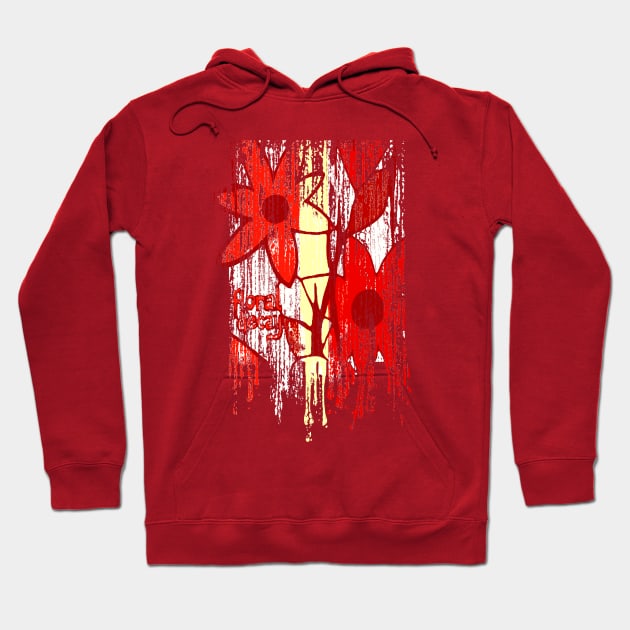 Red Floral Decay Hoodie by Alan Hogan